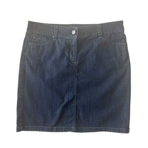 Ann‎ Taylor Denim Size 4 Jean Skirt Dark Wash 92% Cotton Mini Short Pockets
